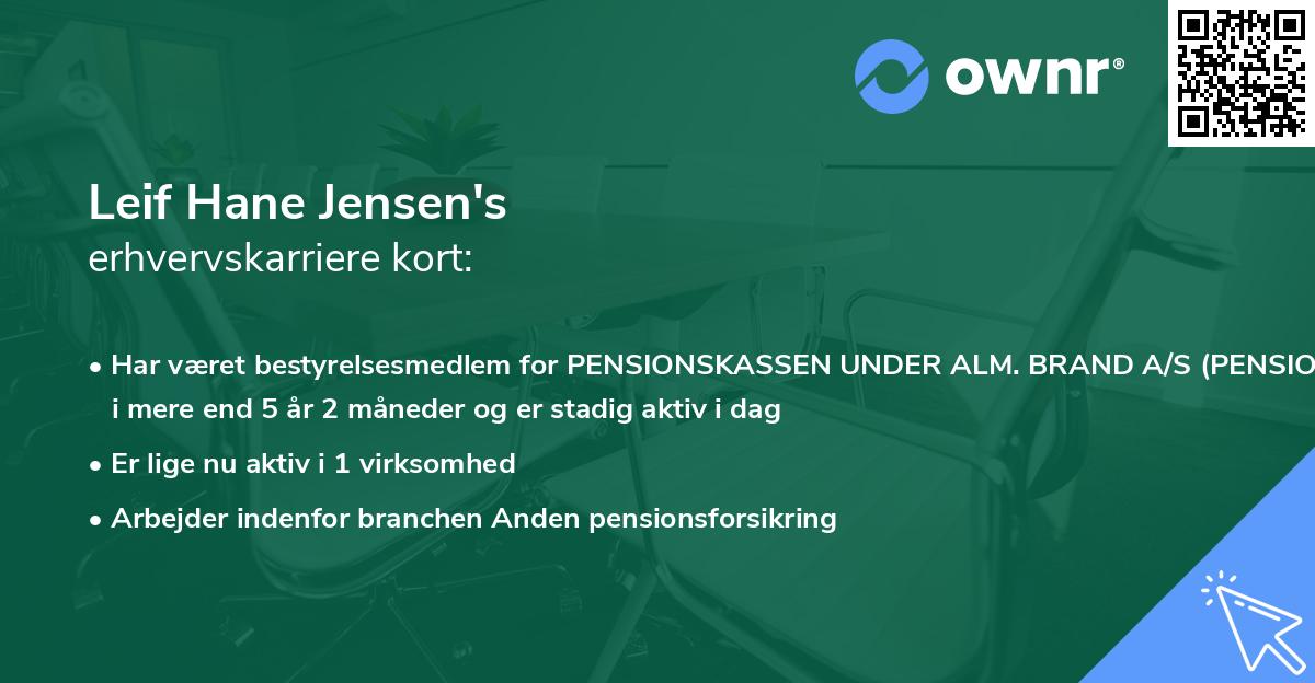 Leif Hane Jensen's erhvervskarriere kort