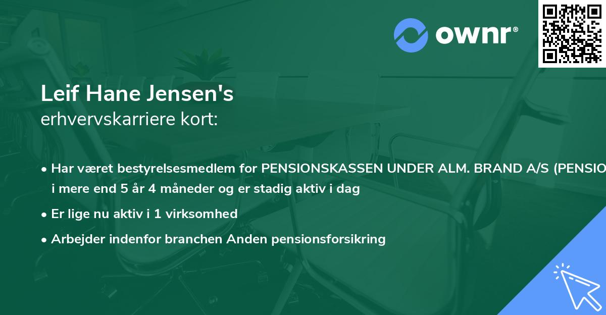 Leif Hane Jensen's erhvervskarriere kort