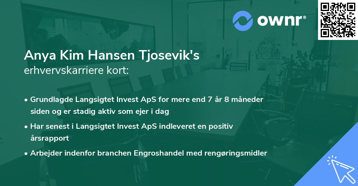 Anya Kim Hansen Tjosevik's erhvervskarriere kort