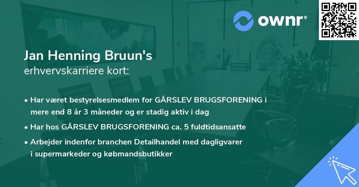 Jan Henning Bruun's erhvervskarriere kort