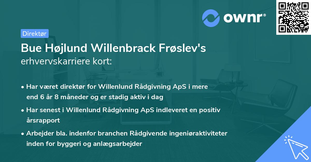 Bue Højlund Willenbrack Frøslev's erhvervskarriere kort