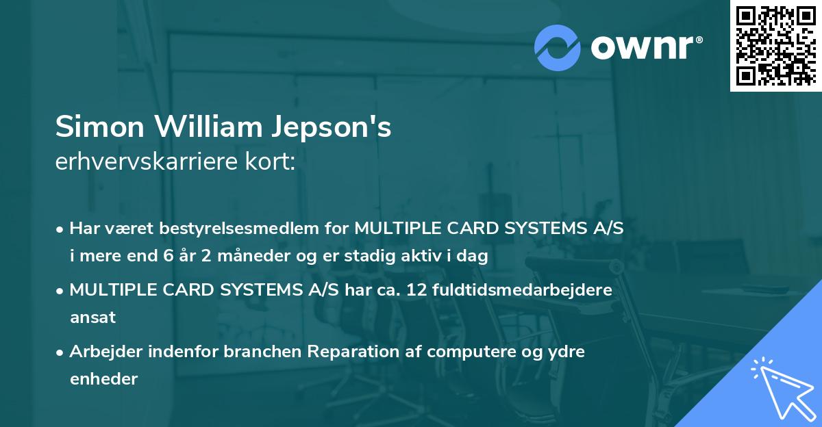 Simon William Jepson's erhvervskarriere kort