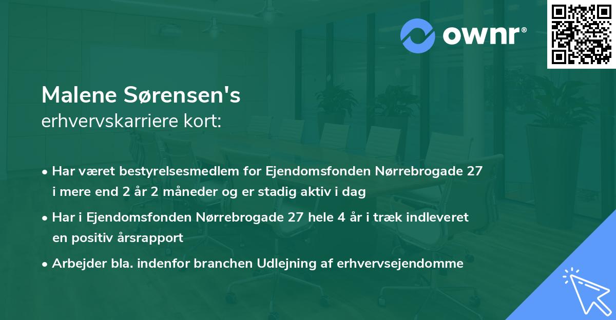 Malene Sørensen's erhvervskarriere kort