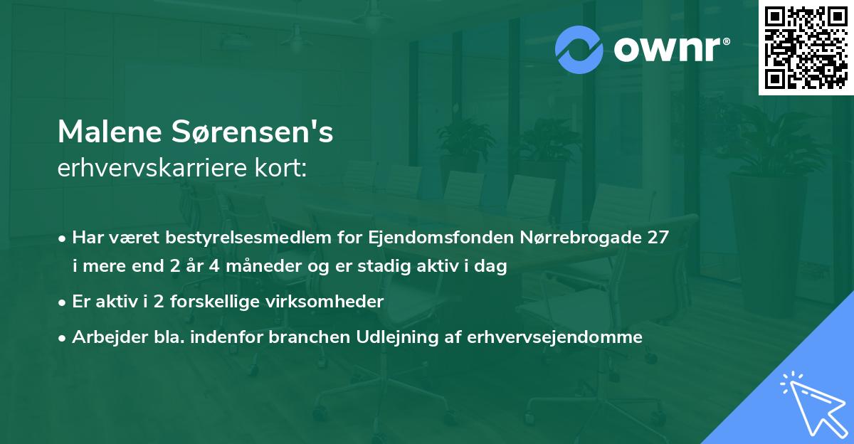 Malene Sørensen's erhvervskarriere kort