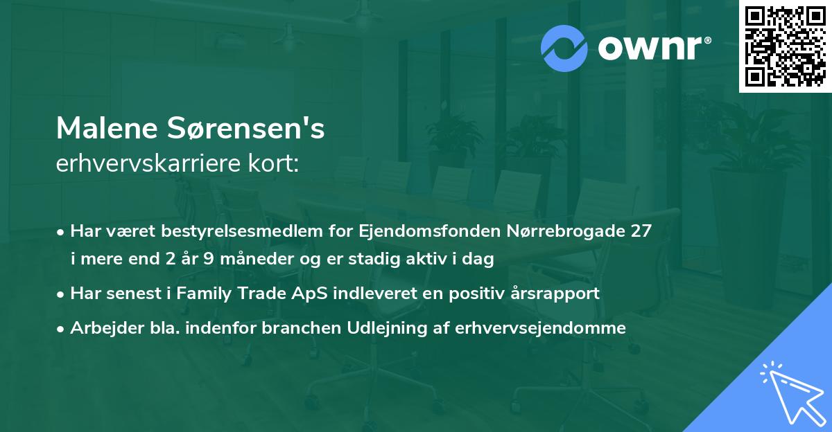 Malene Sørensen's erhvervskarriere kort