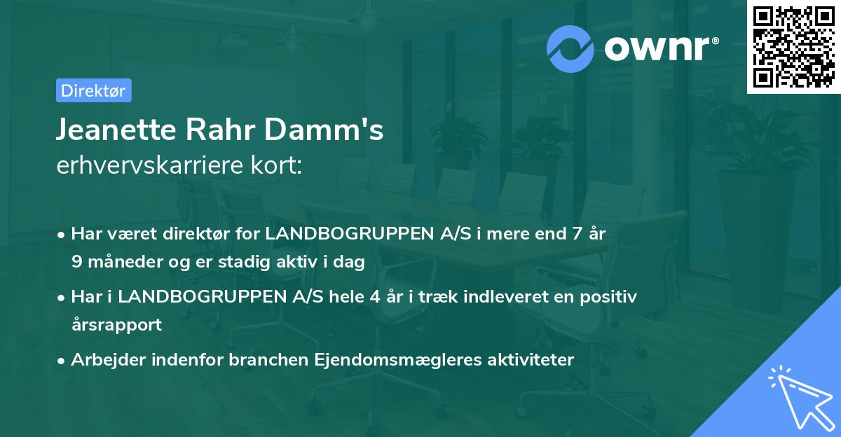 Jeanette Rahr Damm's erhvervskarriere kort