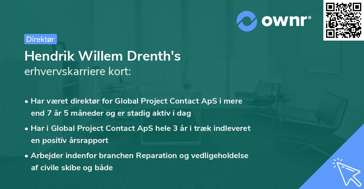 Hendrik Willem Drenth's erhvervskarriere kort