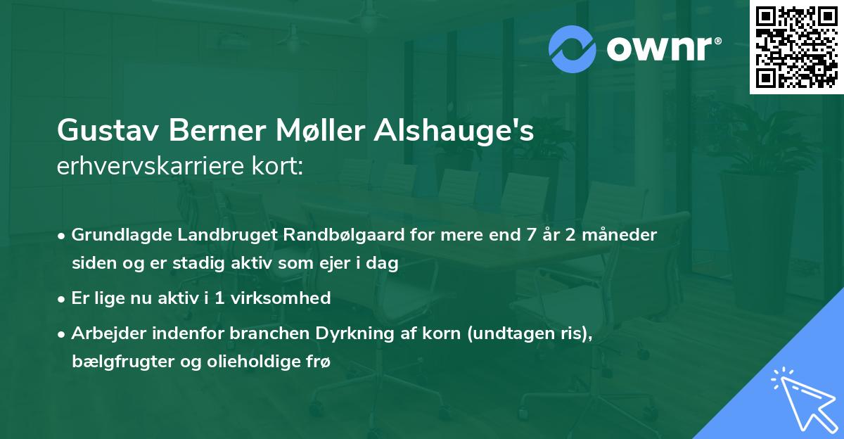 Gustav Berner Møller Alshauge's erhvervskarriere kort