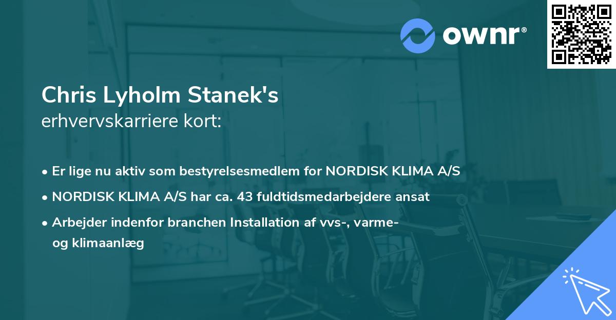 Chris Lyholm Stanek's erhvervskarriere kort
