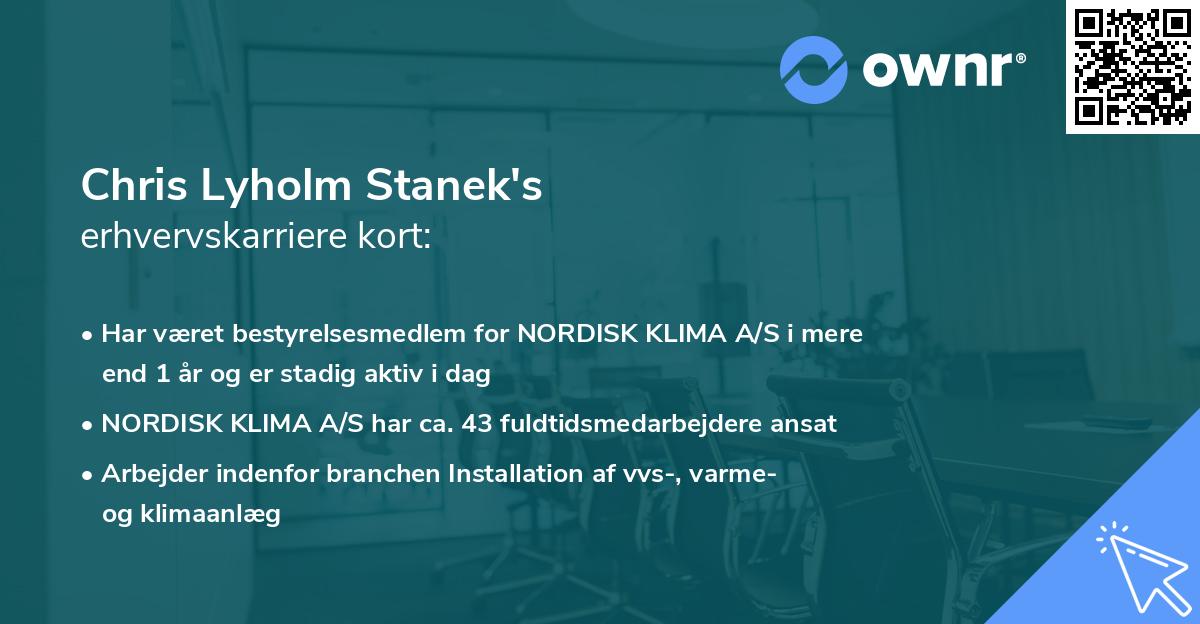 Chris Lyholm Stanek's erhvervskarriere kort