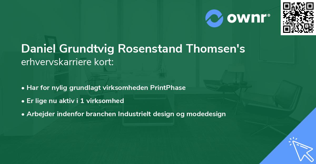 Daniel Grundtvig Rosenstand Thomsen's erhvervskarriere kort