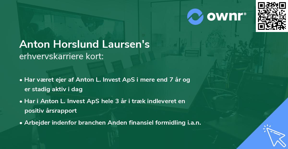 Anton Horslund Laursen's erhvervskarriere kort