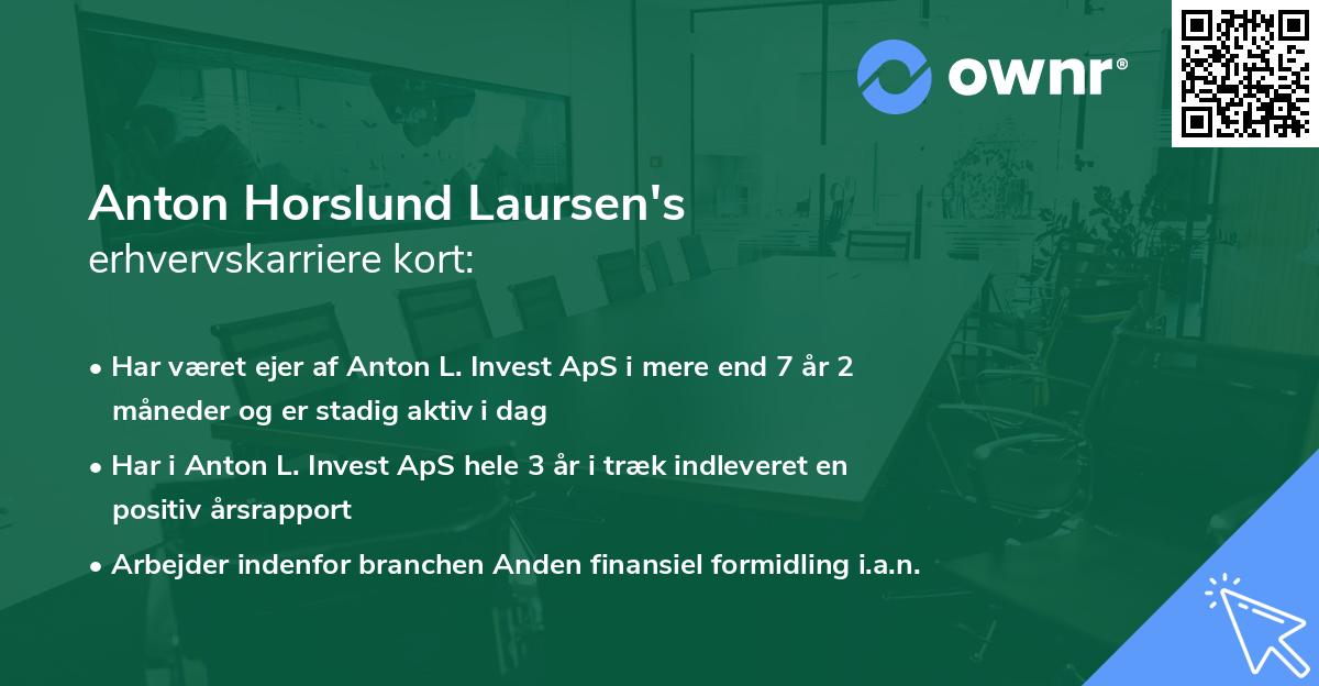 Anton Horslund Laursen's erhvervskarriere kort
