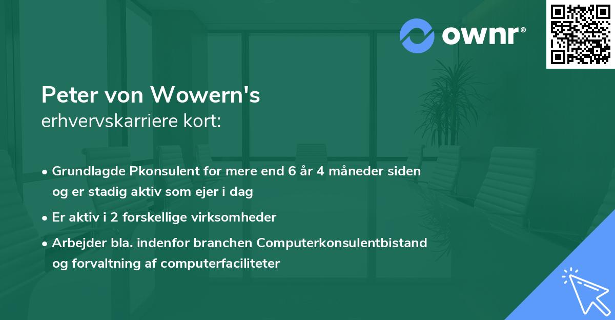 Peter von Wowern's erhvervskarriere kort