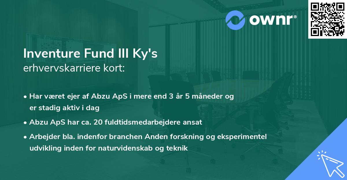 Inventure Fund III Ky's erhvervskarriere kort