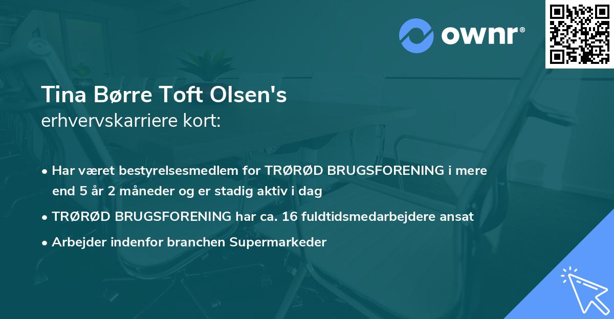 Tina Børre Toft Olsen's erhvervskarriere kort