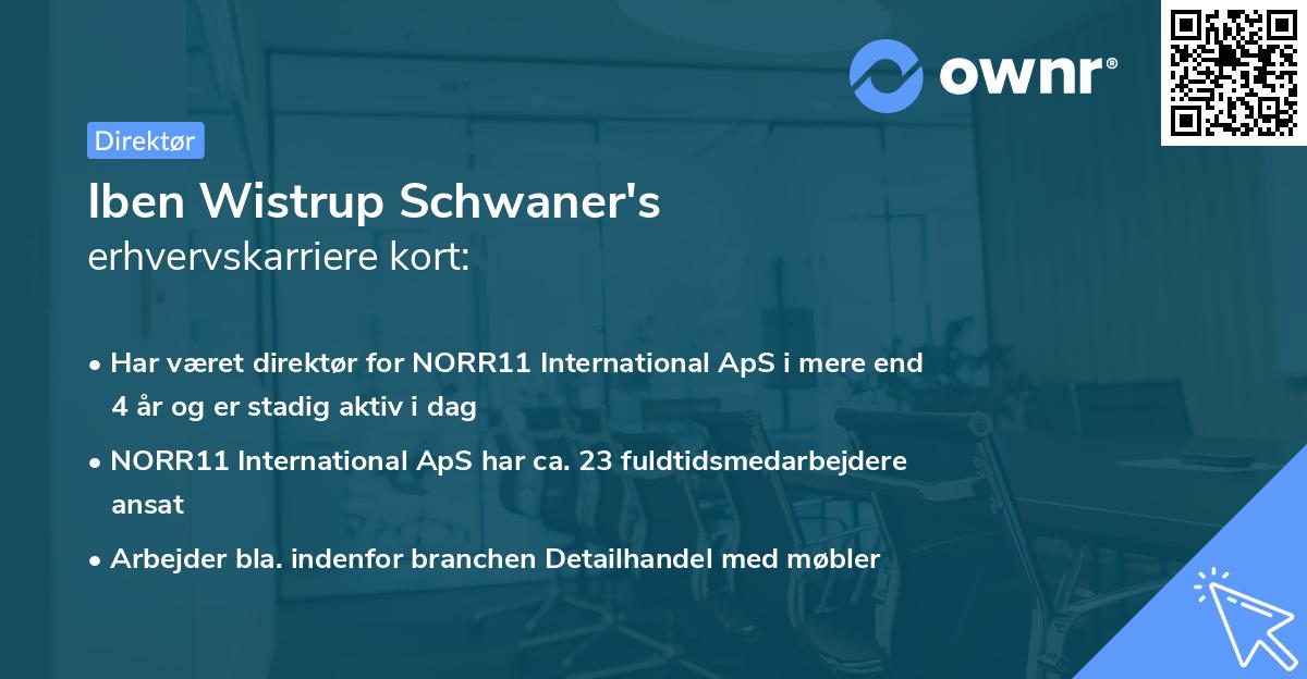 Iben Wistrup Schwaner's erhvervskarriere kort
