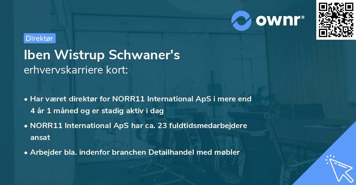 Iben Wistrup Schwaner's erhvervskarriere kort