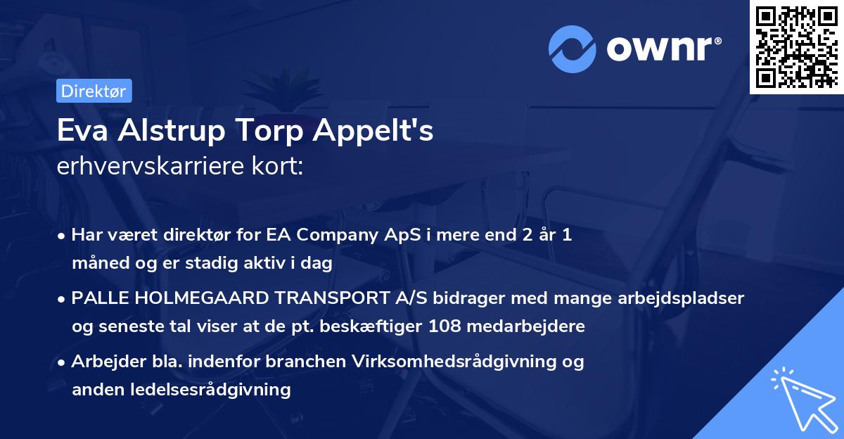 Eva Alstrup Torp Appelt's erhvervskarriere kort
