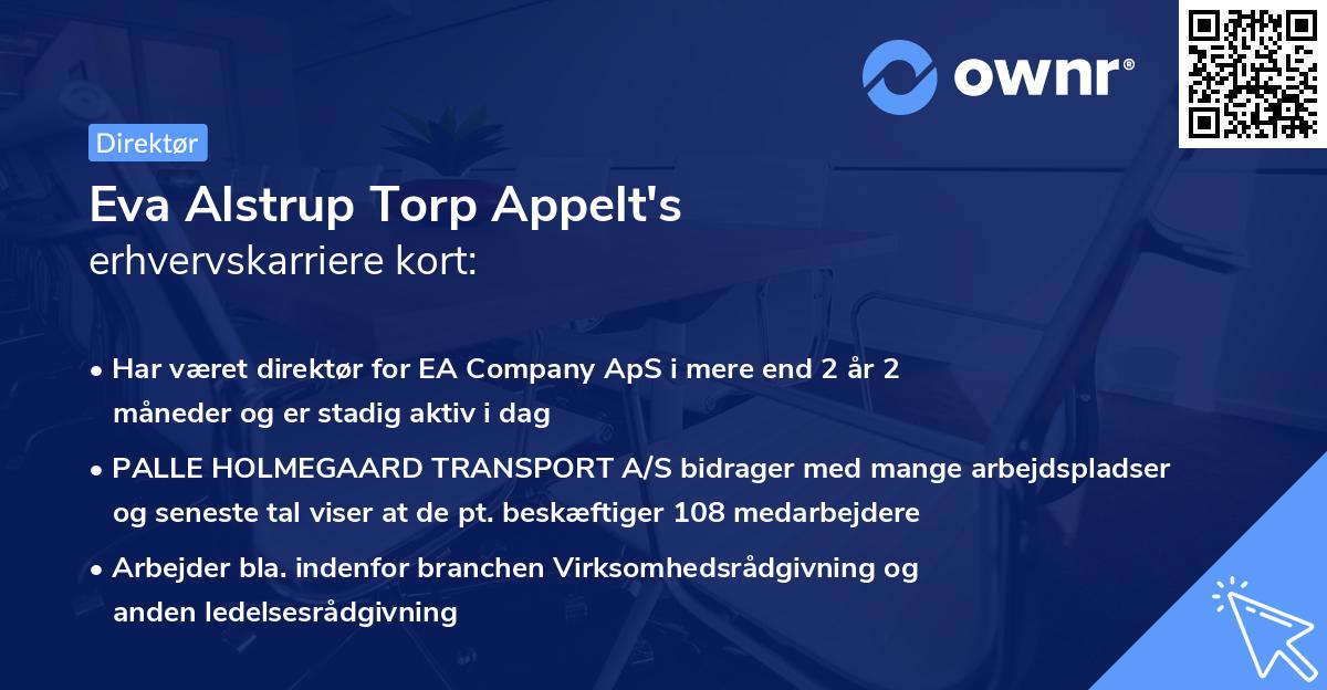 Eva Alstrup Torp Appelt's erhvervskarriere kort