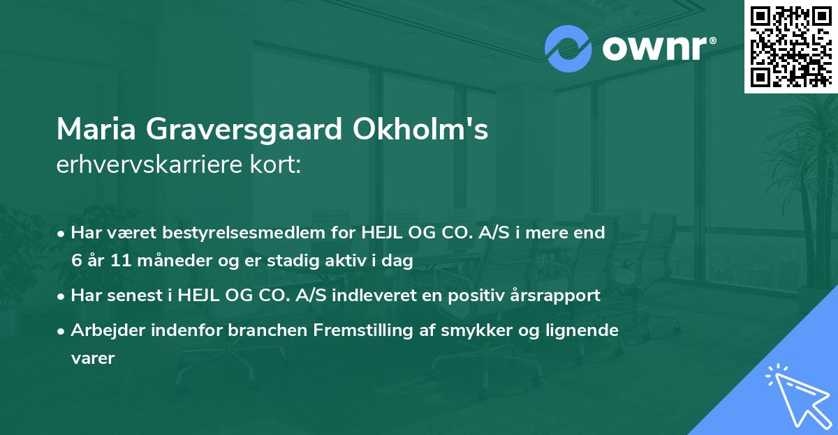 Maria Graversgaard Okholm's erhvervskarriere kort