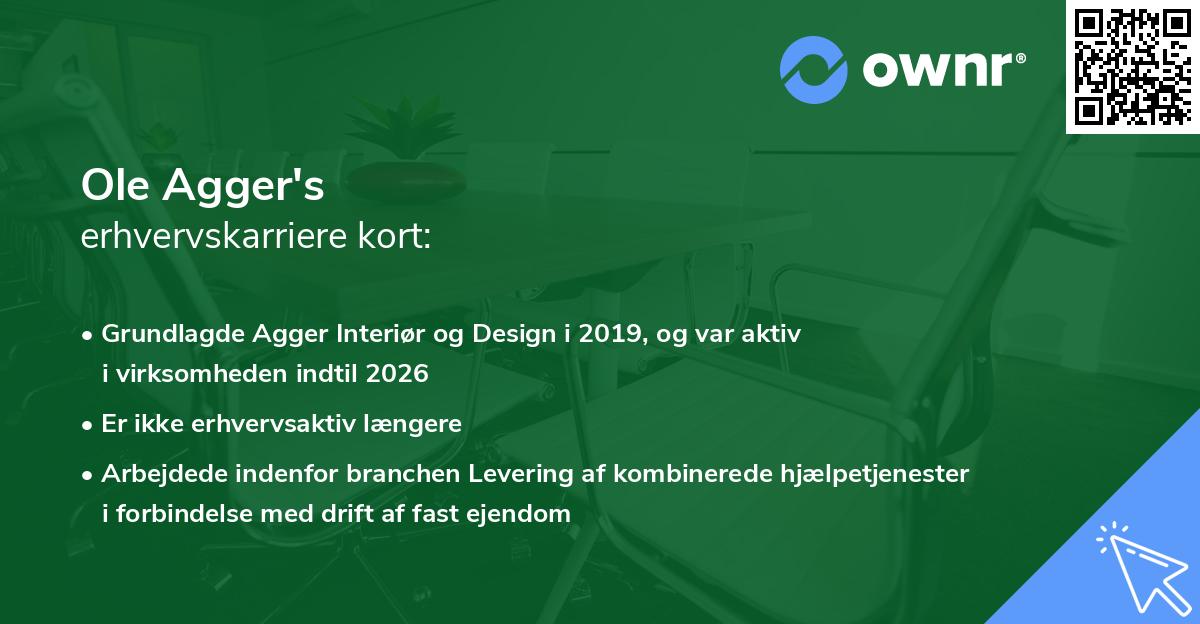Ole Agger's erhvervskarriere kort
