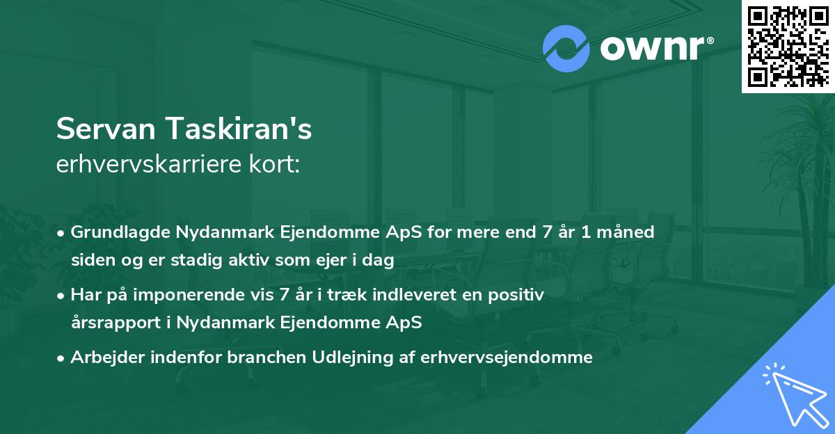 Servan Taskiran's erhvervskarriere kort