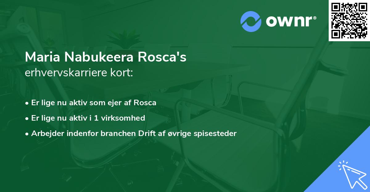 Maria Nabukeera Rosca's erhvervskarriere kort
