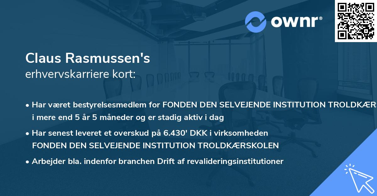 Claus Rasmussen's erhvervskarriere kort