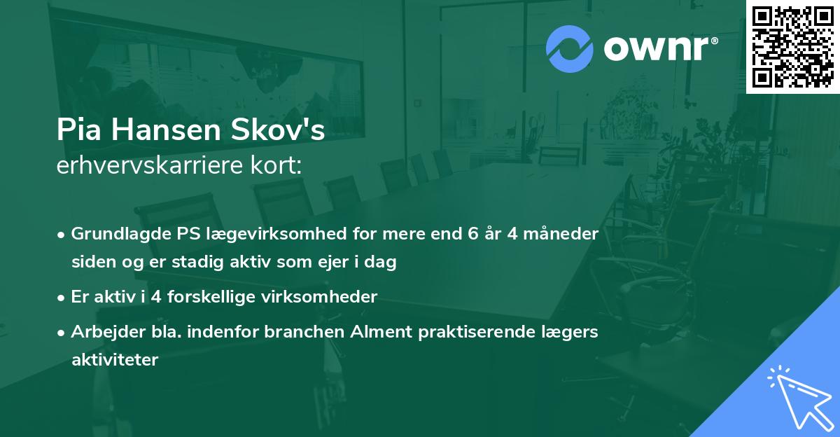 Pia Hansen Skov's erhvervskarriere kort