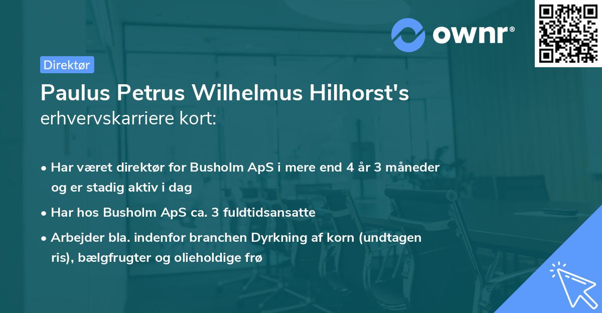 Paulus Petrus Wilhelmus Hilhorst's erhvervskarriere kort