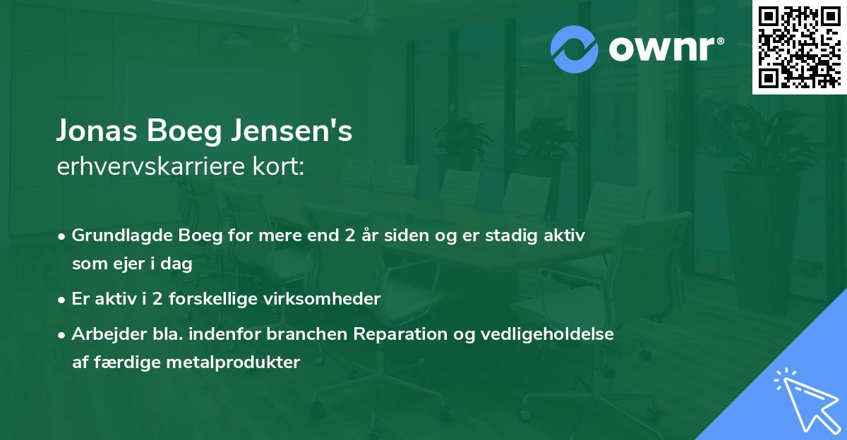 Jonas Boeg Jensen's erhvervskarriere kort