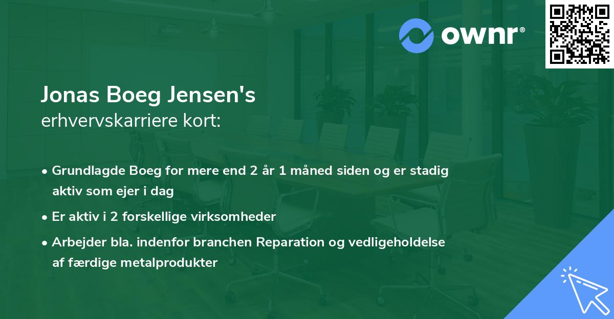 Jonas Boeg Jensen's erhvervskarriere kort