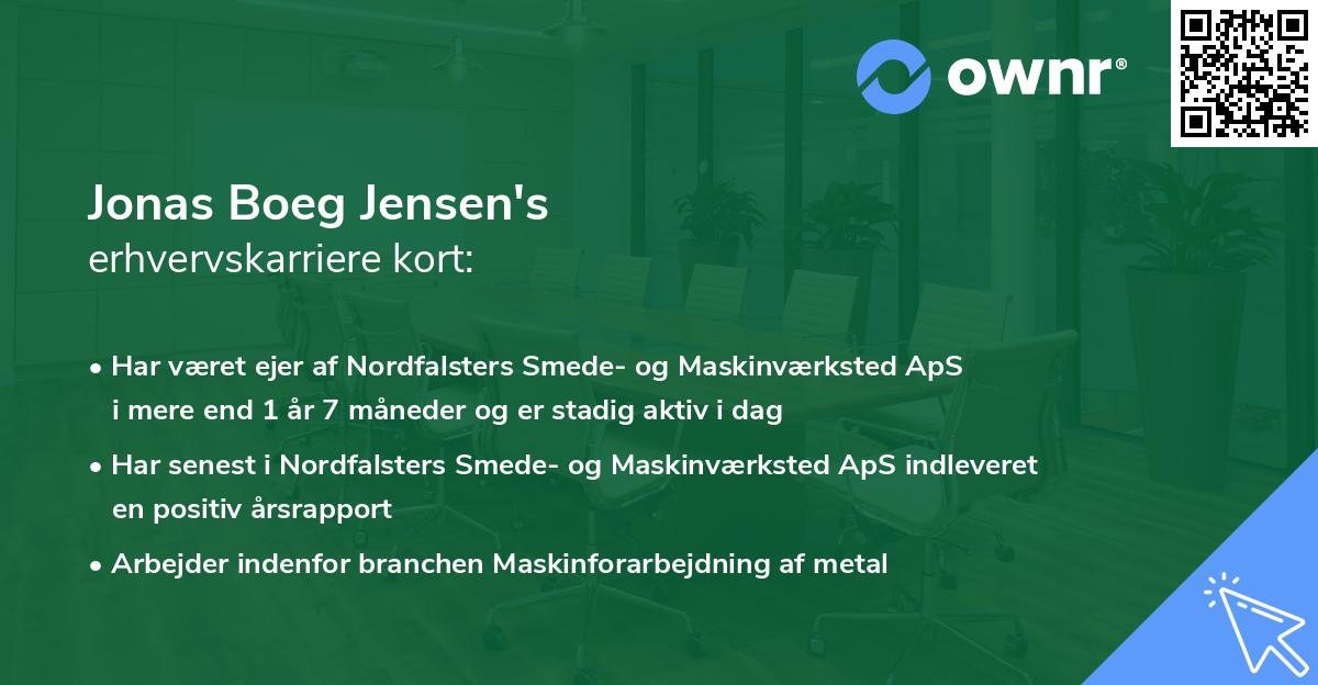 Jonas Boeg Jensen's erhvervskarriere kort