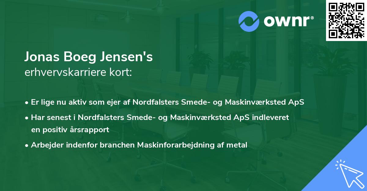 Jonas Boeg Jensen's erhvervskarriere kort