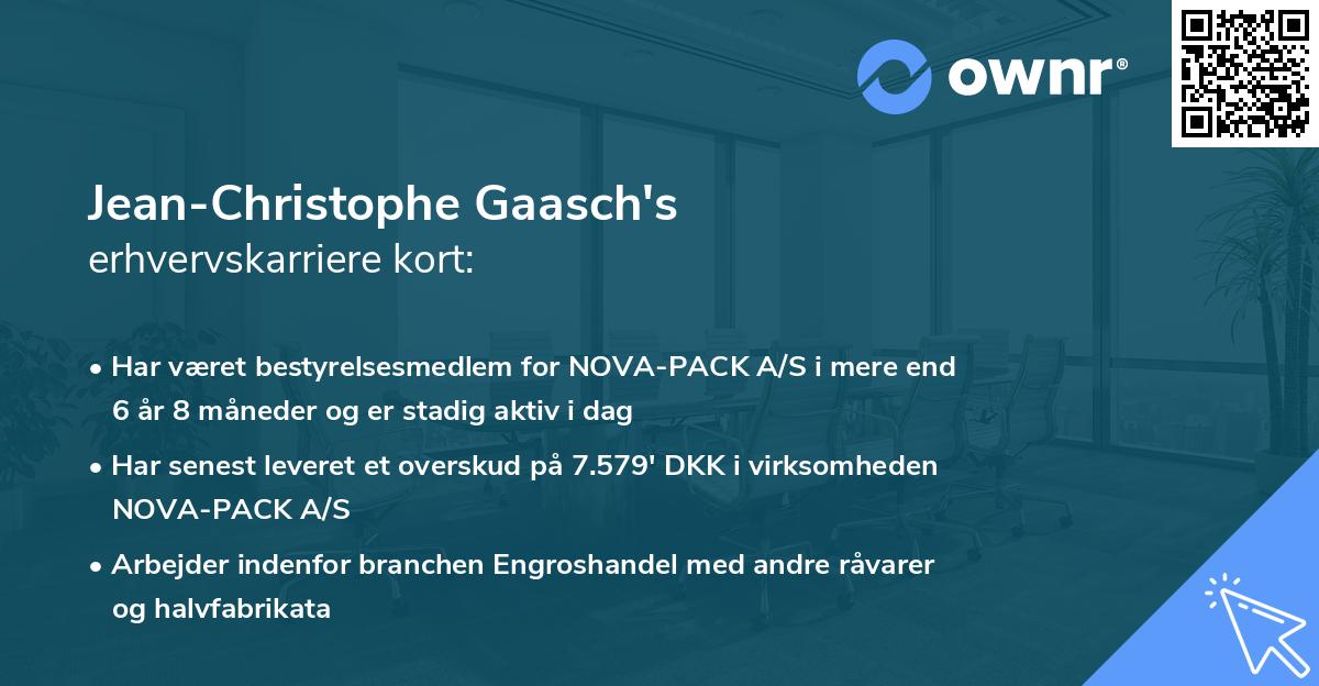 Jean-Christophe Gaasch's erhvervskarriere kort