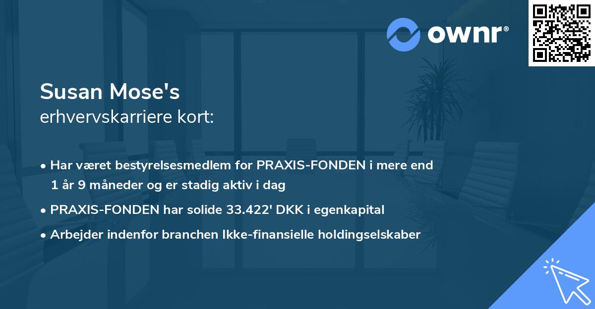 Susan Mose's erhvervskarriere kort