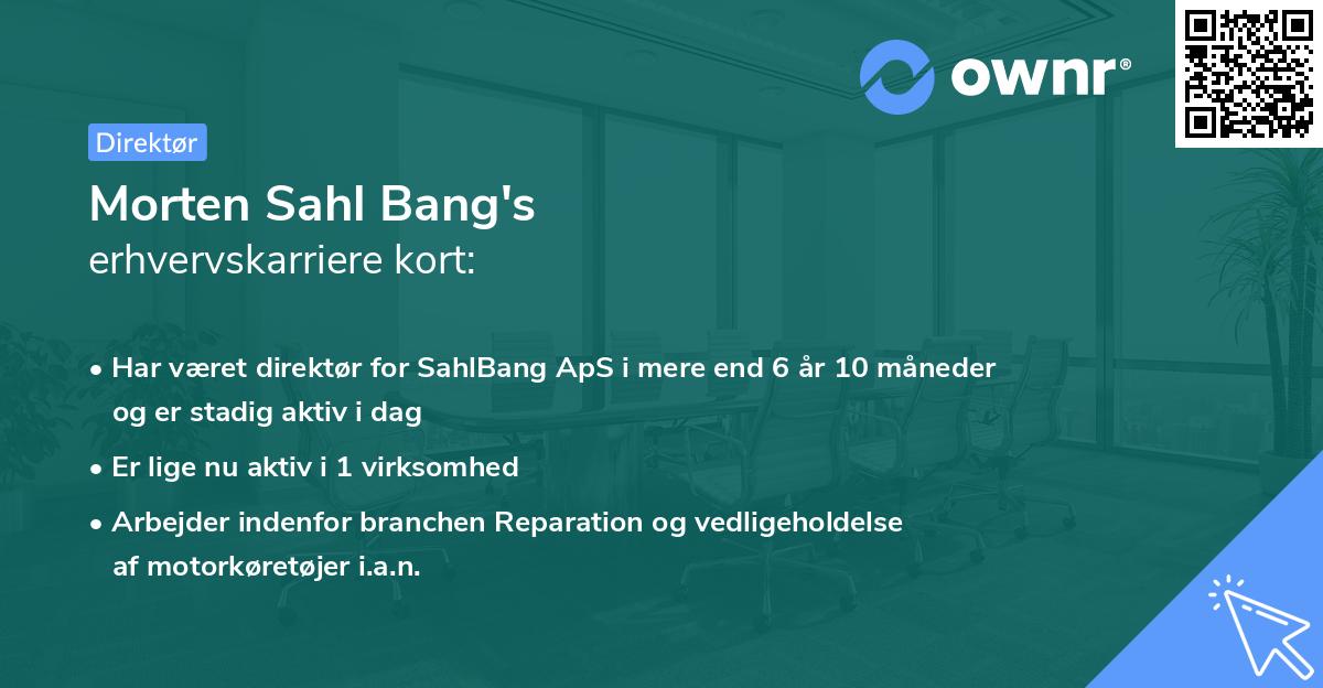 Morten Sahl Bang's erhvervskarriere kort