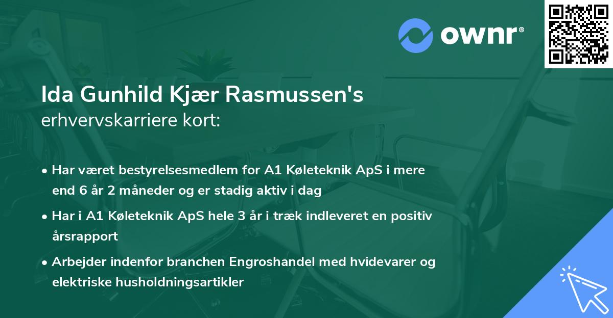 Ida Gunhild Kjær Rasmussen's erhvervskarriere kort