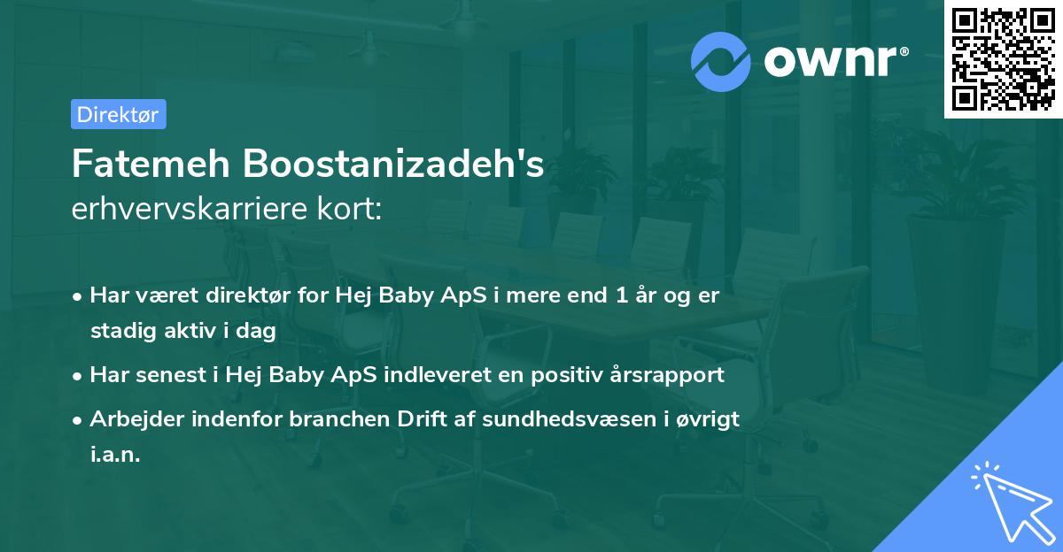 Fatemeh Boostanizadeh's erhvervskarriere kort