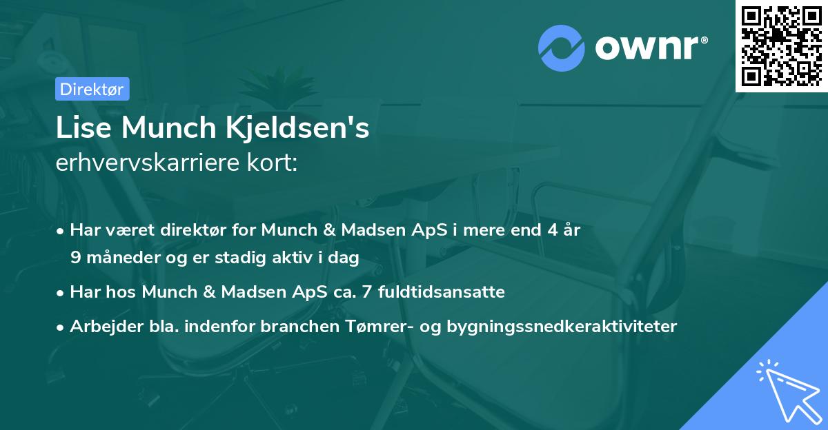 Lise Munch Kjeldsen's erhvervskarriere kort