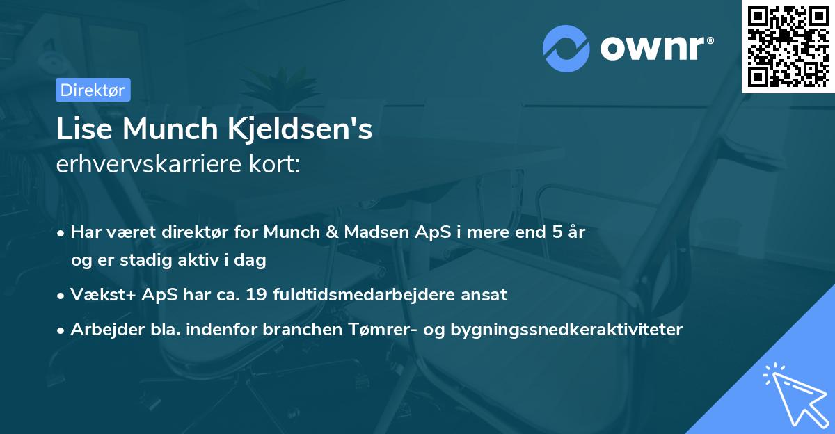 Lise Munch Kjeldsen's erhvervskarriere kort
