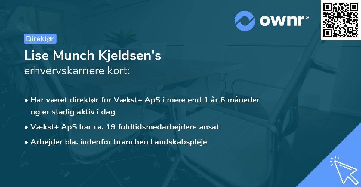 Lise Munch Kjeldsen's erhvervskarriere kort