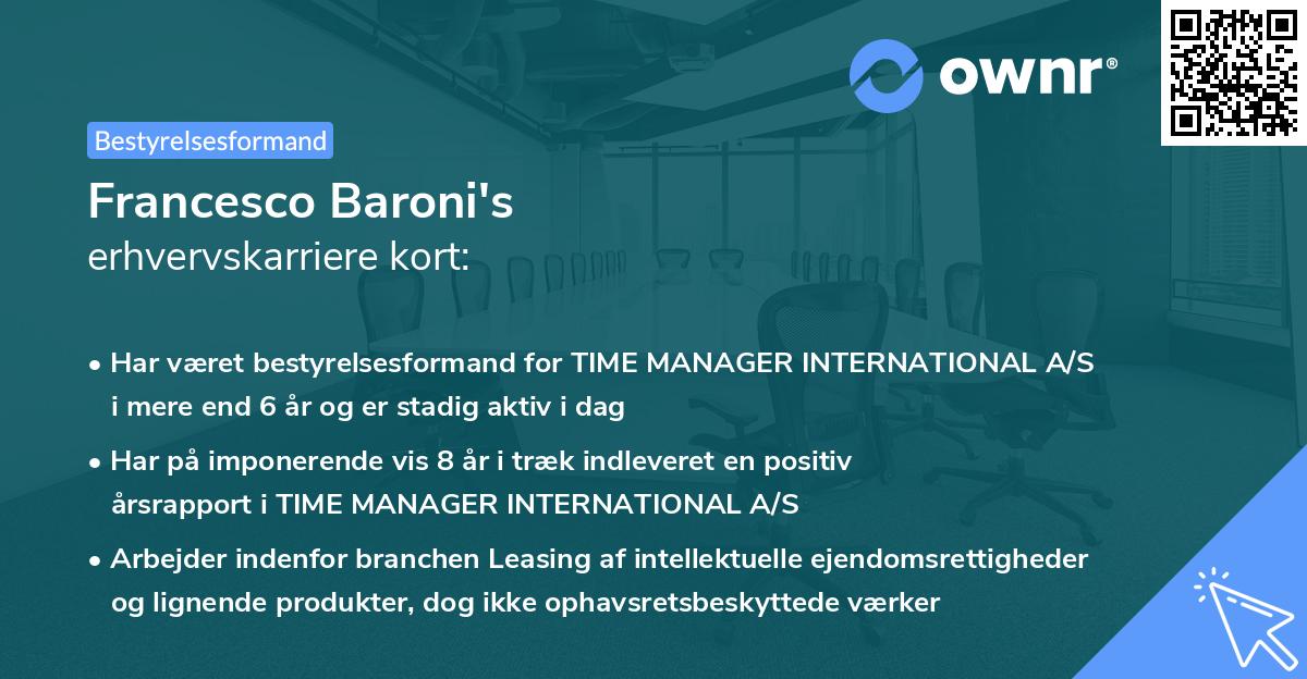 Francesco Baroni's erhvervskarriere kort