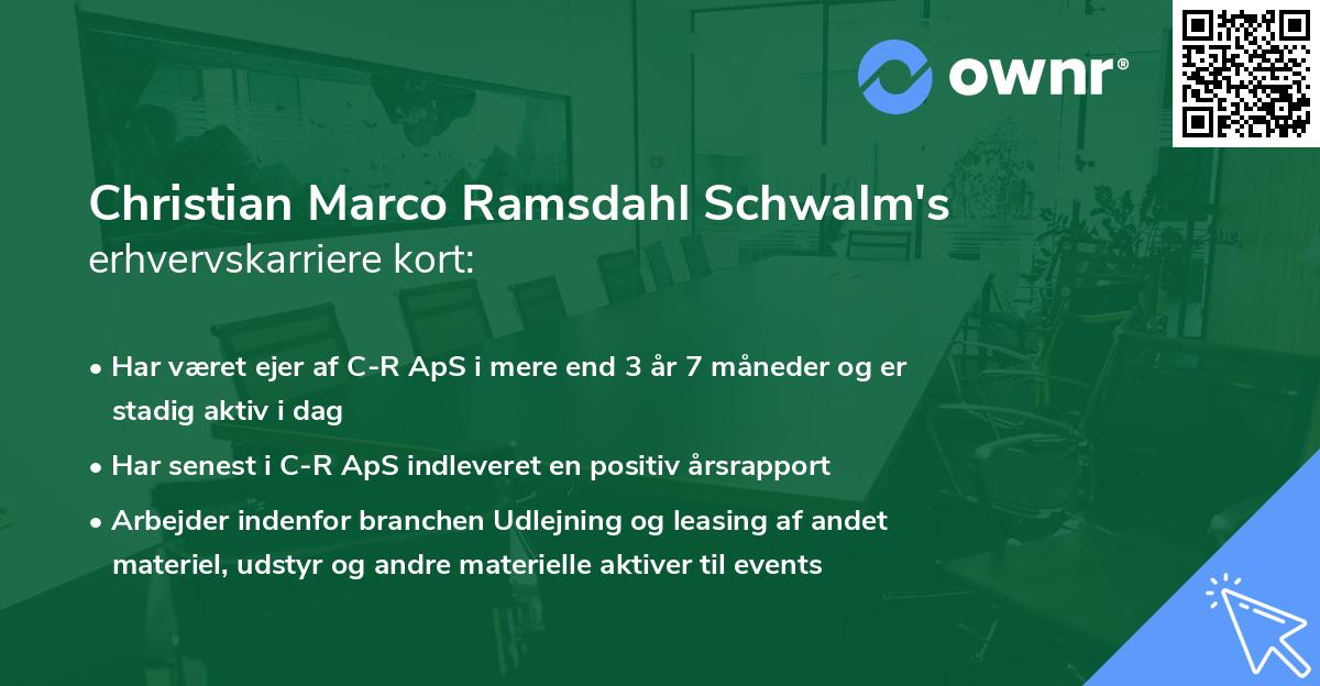 Christian Marco Ramsdahl Schwalm's erhvervskarriere kort