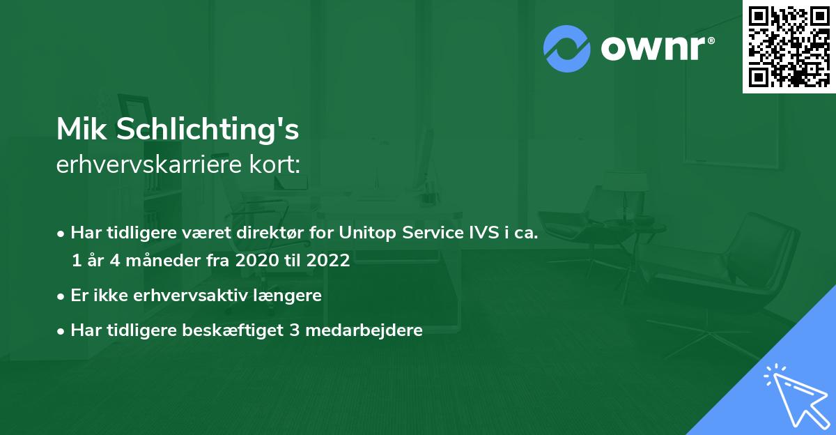 Mik Schlichting's erhvervskarriere kort
