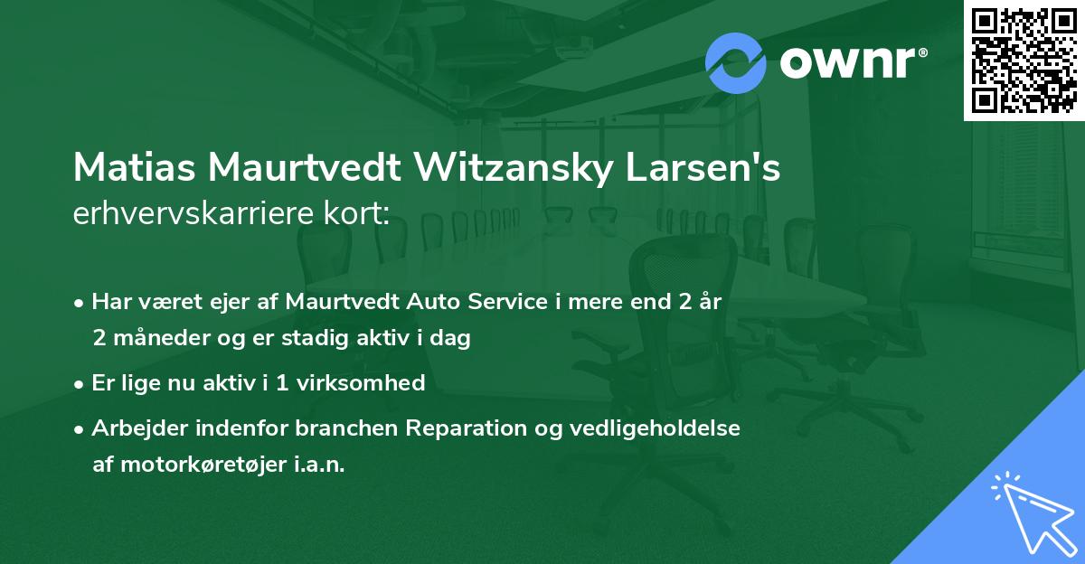 Matias Maurtvedt Witzansky Larsen's erhvervskarriere kort