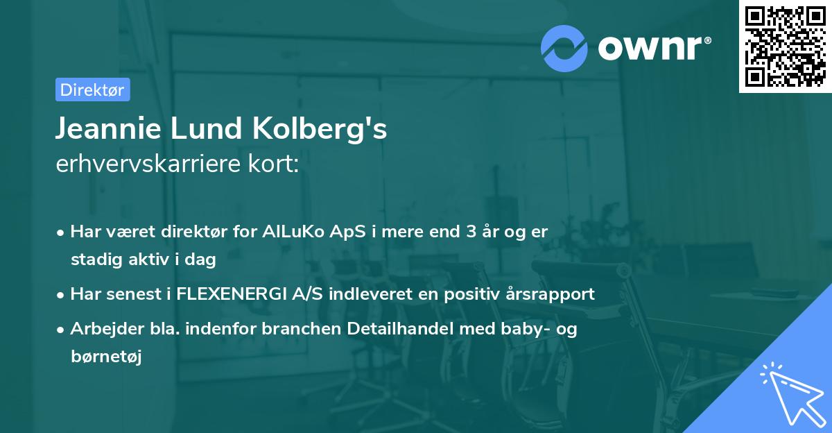 Jeannie Lund Kolberg's erhvervskarriere kort