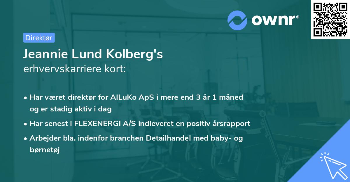 Jeannie Lund Kolberg's erhvervskarriere kort
