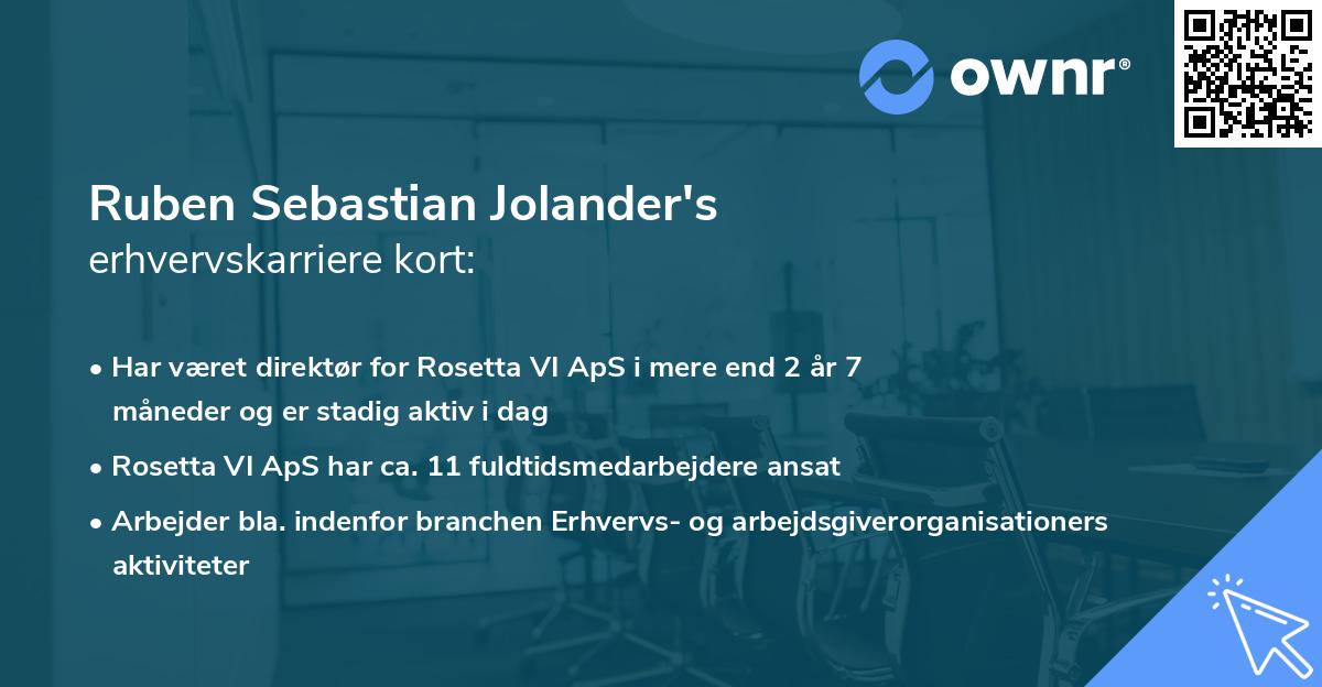 Ruben Sebastian Jolander's erhvervskarriere kort